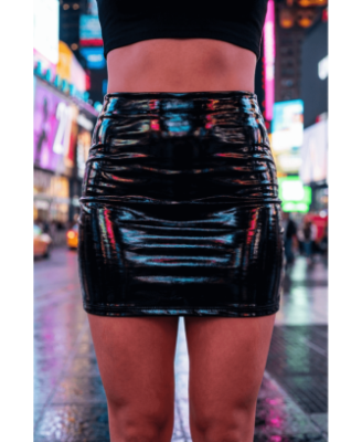 Jupe noire en simili cuir avec zip Lara